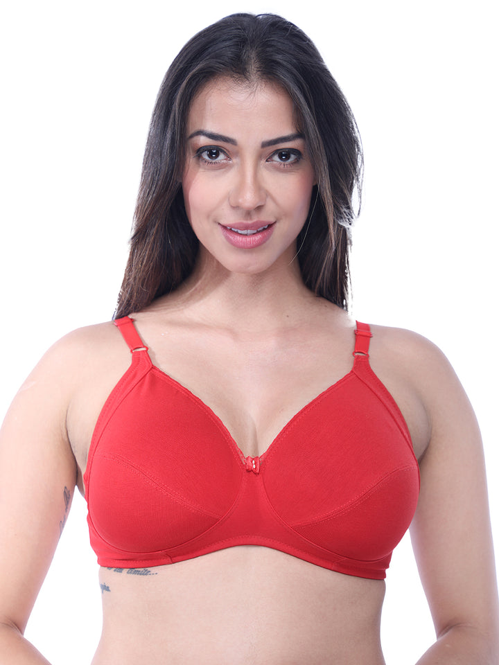 Lovable Non Padded Non Wired Full Coverage Bra - (Pack of 2) COMFYST Prime-White/Red