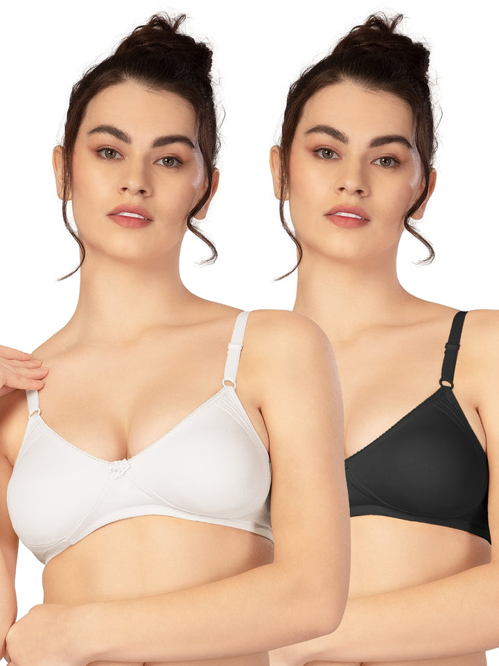 Lovable Multicolor Non Padded Non Wired Full Coverage Bra - (Pack of 2) CLASSIC-Black/White - All Day Long Bra for Women |...