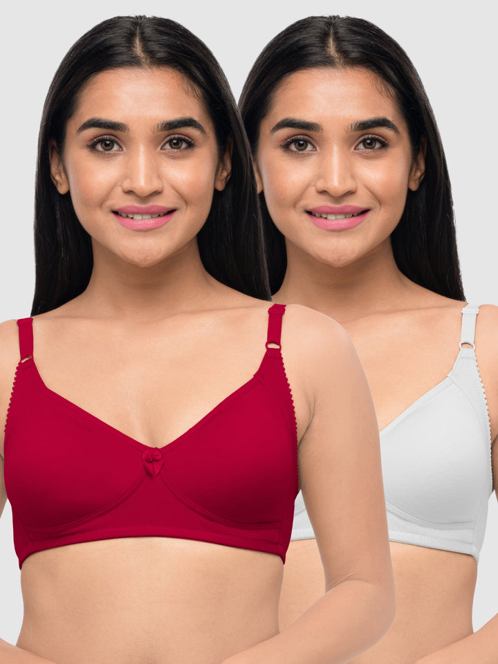 Lovable Multicolor Non Padded Non Wired Full Coverage Bra - (Pack of 2) Contours- White/Violet