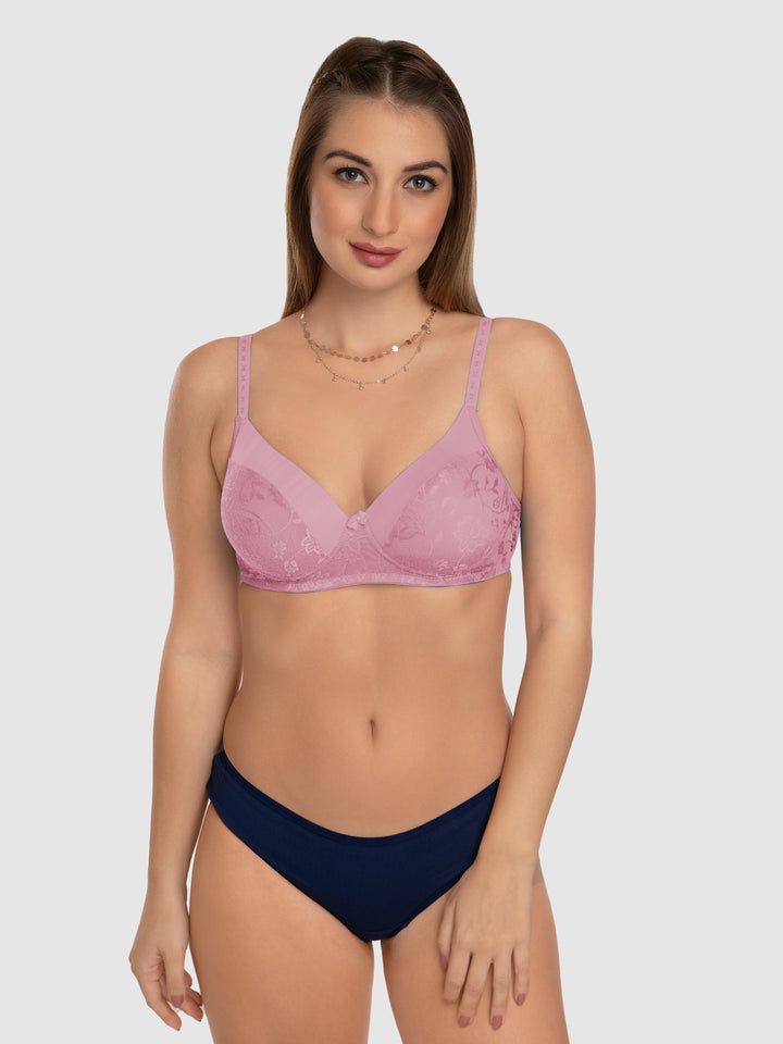 Daisy Dee Baby Pink and Maroon Padded Non-Wired Full Coverage Bra Pack of 2 - NVLR-B.Pink/Maroon