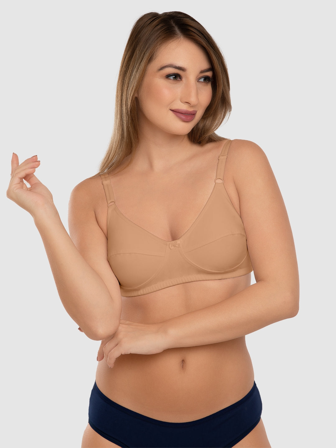 Daisy Dee T.Blue and Skin Non Padded Non-Wired Full Coverage Bra Pack of 2 - NSHTL-T.BLUE/SKIN