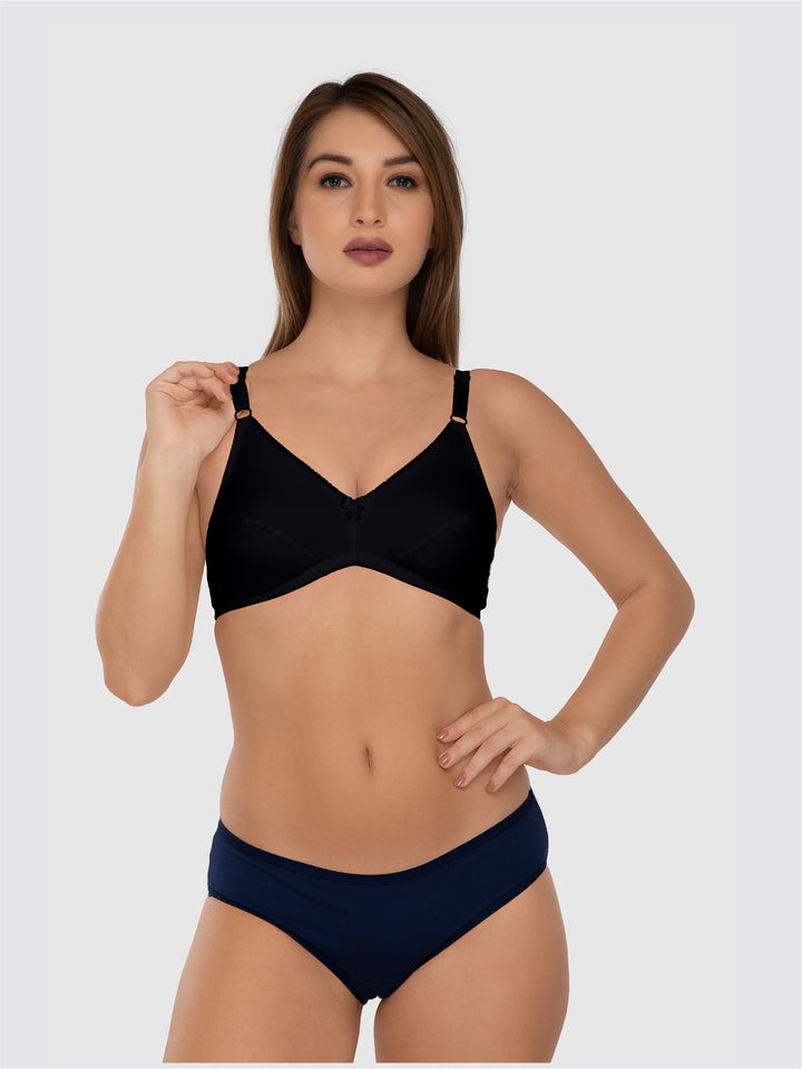 Daisy Dee Black and White Non Padded Non-Wired Full Coverage Everyday Bra Pack of 2 - NFERY-Black/White