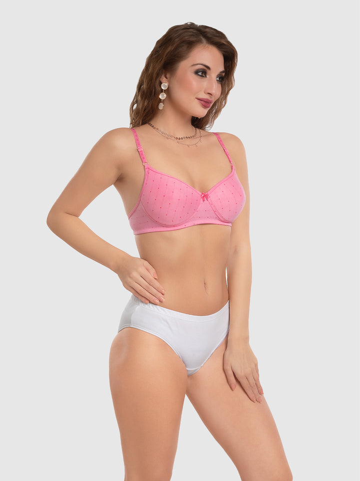Daisy Dee Peach and Pink Padded Non-Wired Full Coverage T-Shirt Bra Pack of 2 - NCHL-PEACH/PINK