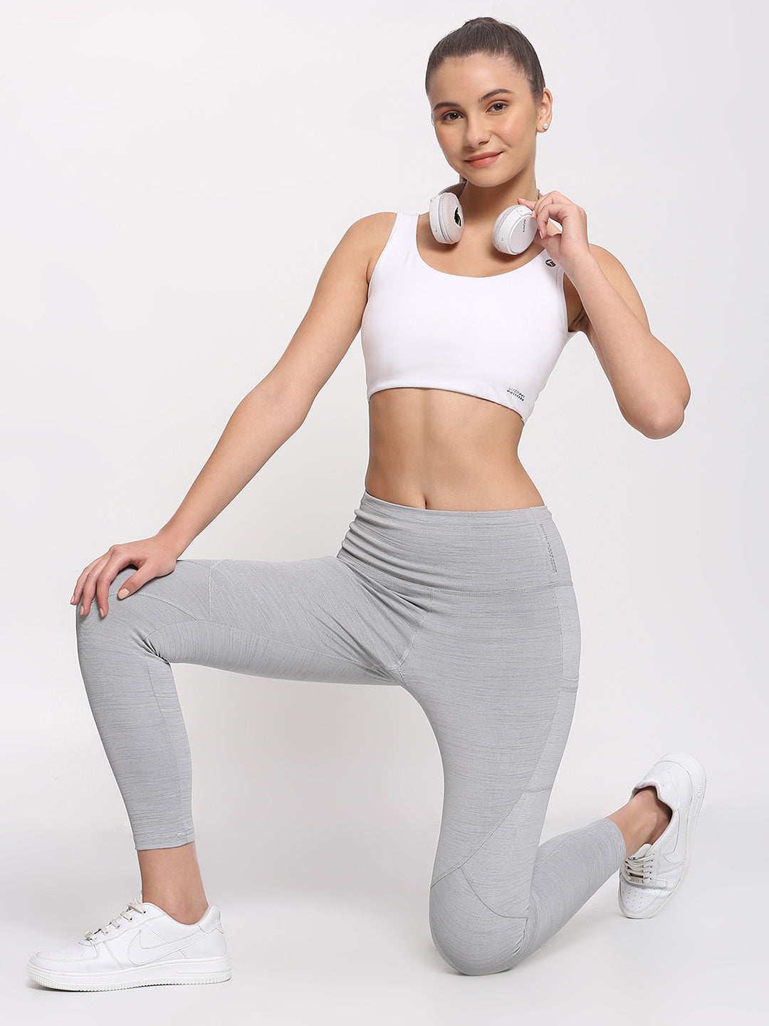 Women Light Grey Self Design Skinny Fit Track Pant - STRIDE PANT-LG