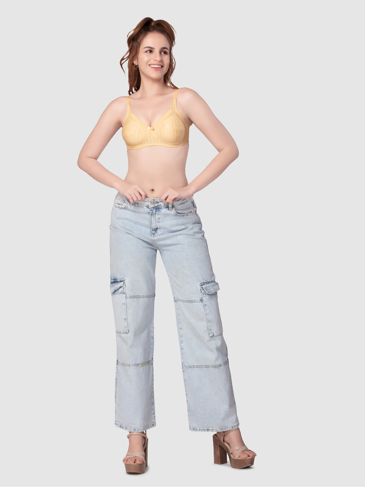 Daisy Dee Black and Skin Non Padded Non-Wired Full Coverage T-Shirt Bra Pack of 2 - NSPRSTR-Black/Skin