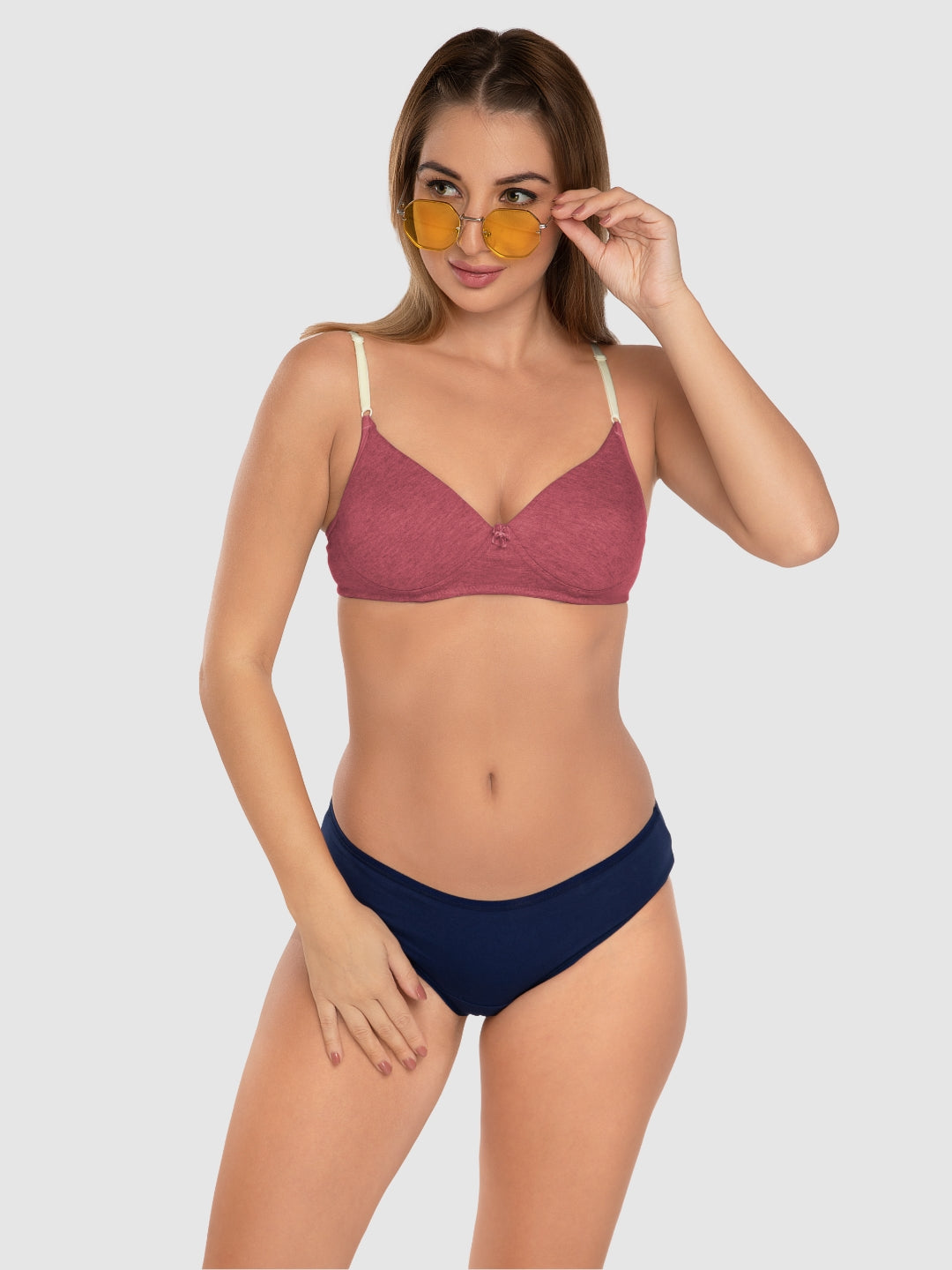 Daisy Dee Red and Light Grey Padded Non-Wired Full Coverage Bra Pack of 2 - NJZZ-RED/L.GREY