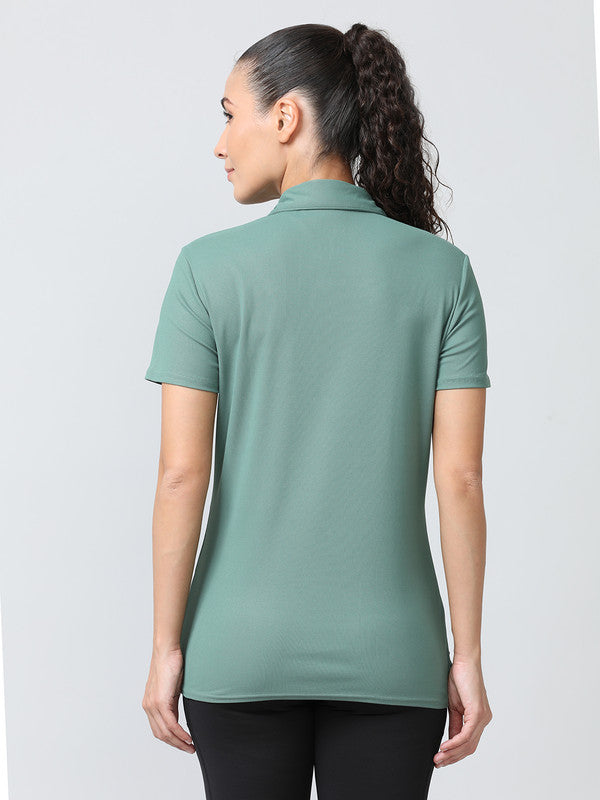 Women Pista Green Solid Tops & T-Shirts - LOKI TEE - Pista