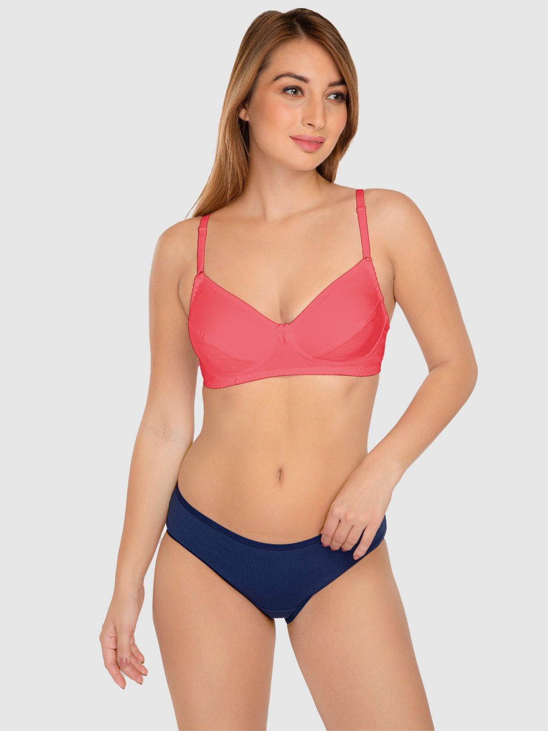 Daisy Dee Carrot and Rani Pink Non Padded Wirefree Full Coverage T-Shirt Bra Pack of 2 - NCLBR-CARROT/R.PINK