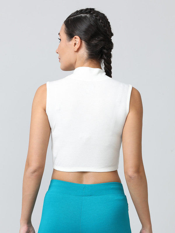 Women Ivory Solid High neck Tops & T-Shirts - Stunner Tank-05 - IV