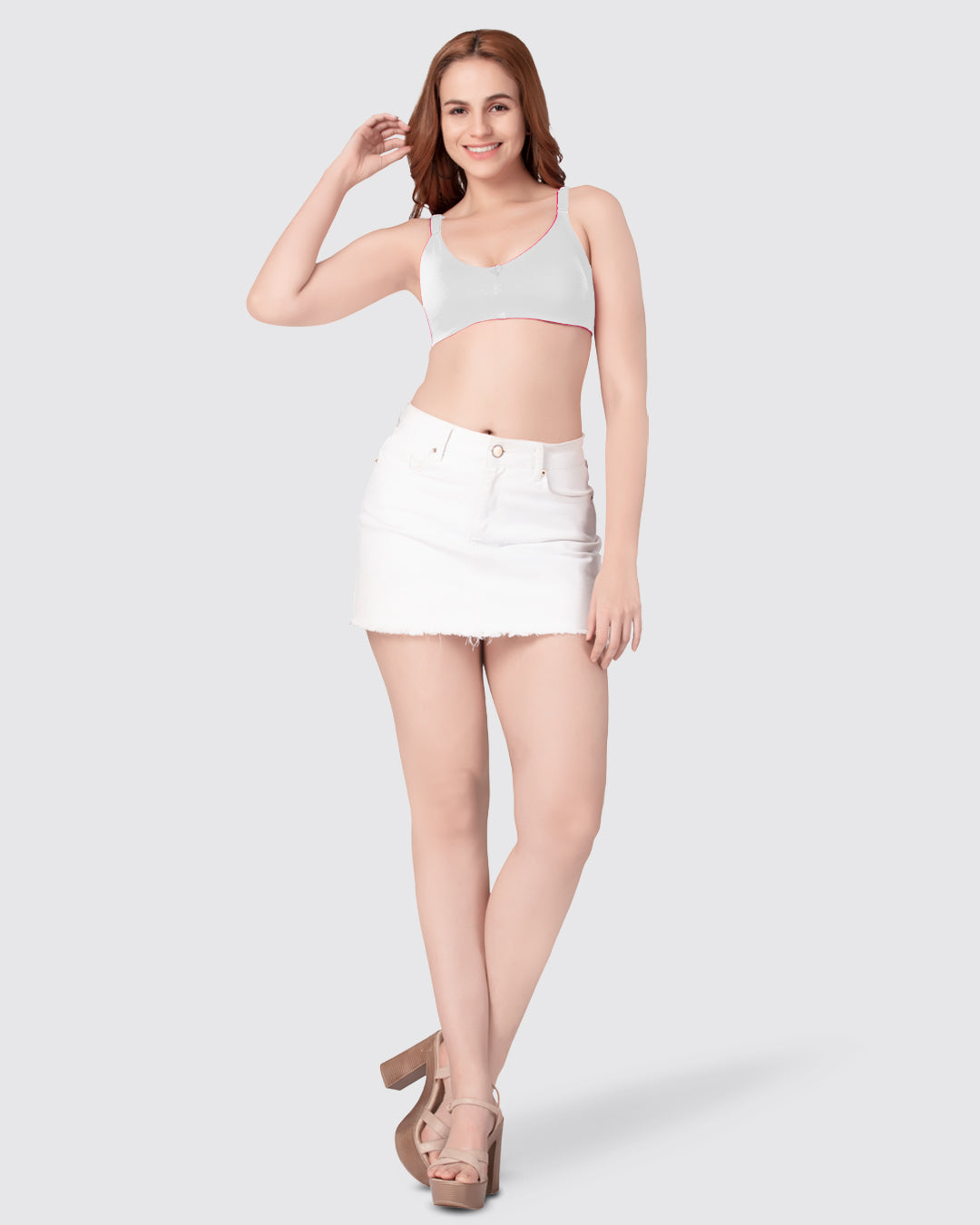 Daisy Dee White and Wine Non Padded Non-Wired Full Coverage T-Shirt Bra Pack of 2 - NANYA-White/Wine