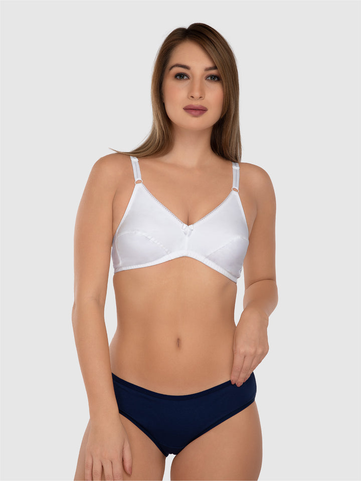 Daisy Dee White and Skin Non Padded Non-Wired Full Coverage Everyday Bra Pack of 2 - NFERY-White/Skin