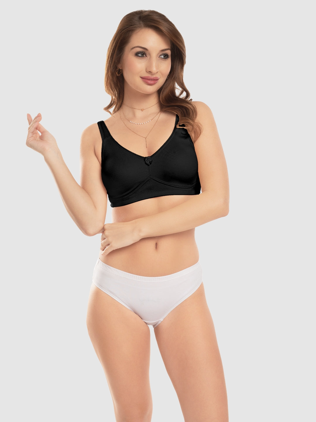 Daisy Dee Black and Skin Non Padded Non-Wired Full Coverage T-Shirt Bra Pack of 2 - NDLGHT-Black/Skin
