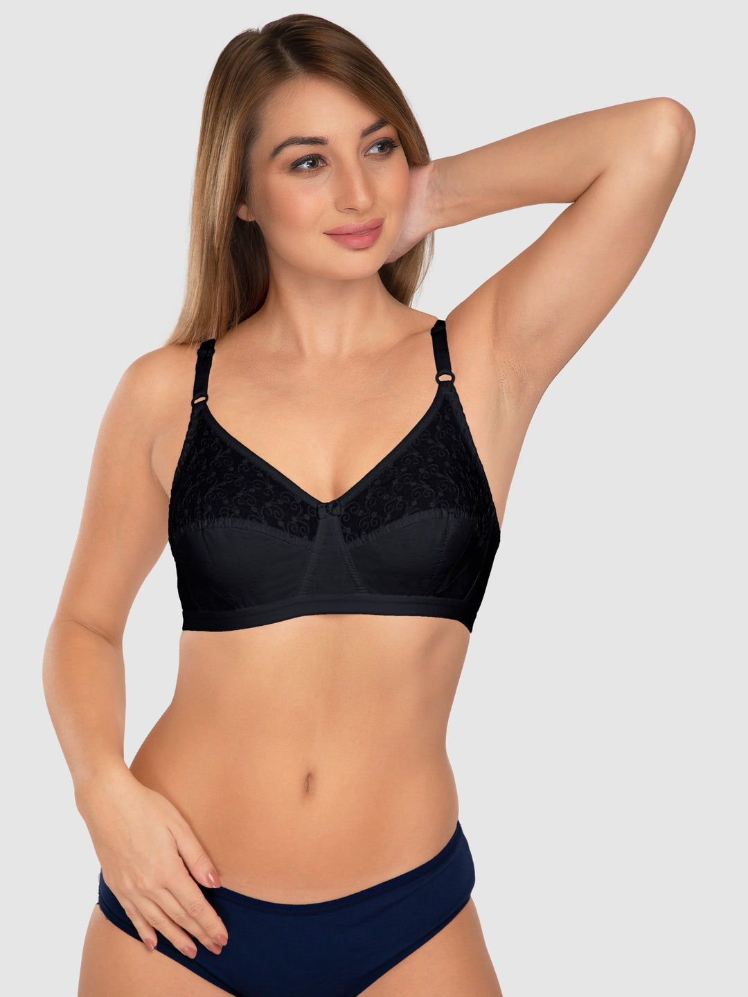 Daisy Dee Black and White Non Padded Non-Wired Full Coverage Bra Pack of 2 - NILIGNCE-Black/White
