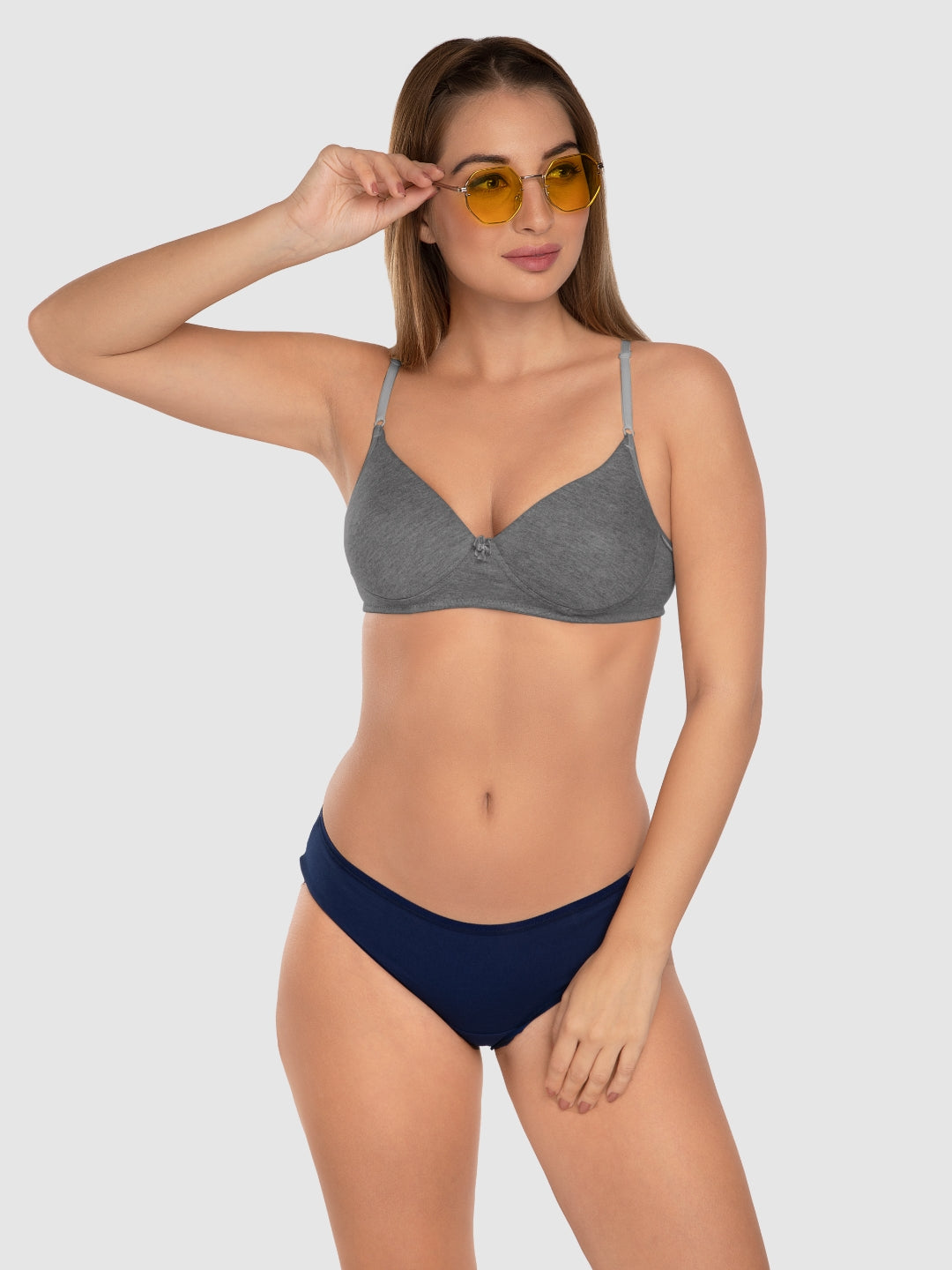 Daisy Dee Light and Dark Grey Padded Non-Wired Full Coverage Bra Pack of 2 - NJZZ-L.GREY/D.GREY