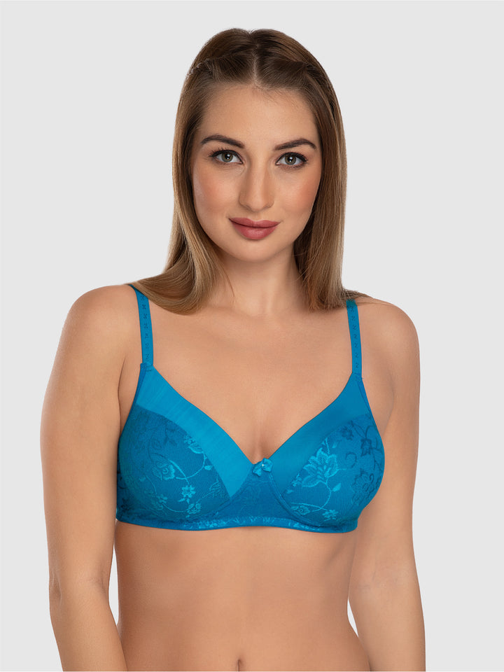 Daisy Dee Maroon and T Blue Padded Non-Wired Full Coverage Bra Pack of 2 - NVLR-Maroon/T.Blue