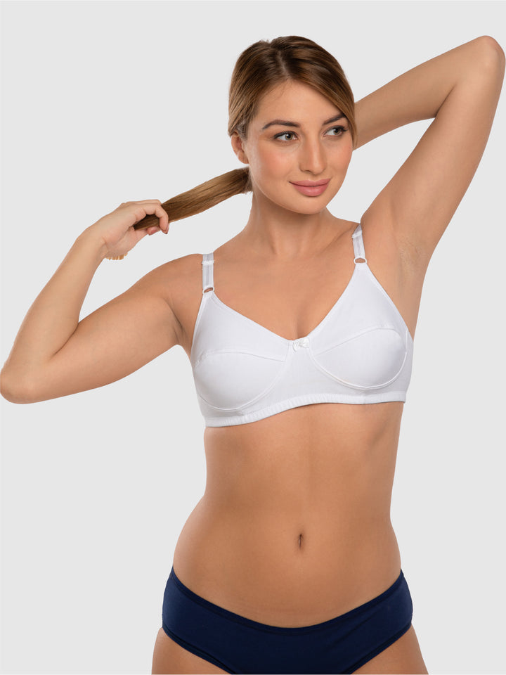 Daisy Dee Carrot and White Non Padded Non-Wired Full Coverage Bra Pack of 2 - NSHTL-CARROT/WHITE