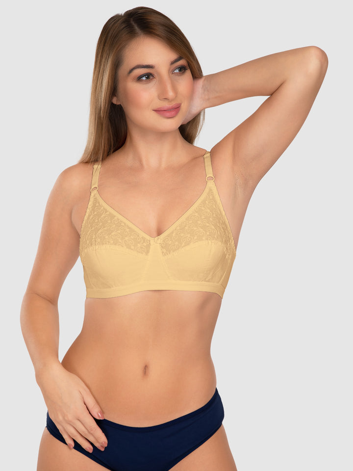 Daisy Dee Black and Skin Non Padded Non-Wired Full Coverage Bra Pack of 2 - NILIGNCE-Black/Skin