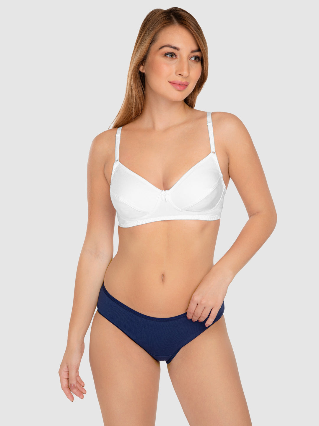 Daisy Dee White and Wine Non Padded Wirefree Full Coverage T-Shirt Bra Pack of 2 - NCLBR-WHITE/WINE