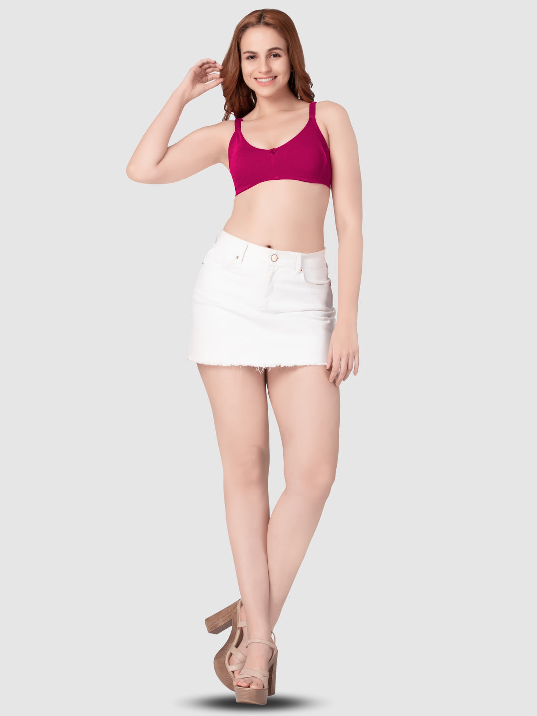 Daisy Dee Rani Pink and White Non Padded Non-Wired Full Coverage T-Shirt Bra Pack of 2 - NANYA-R.Pink/White