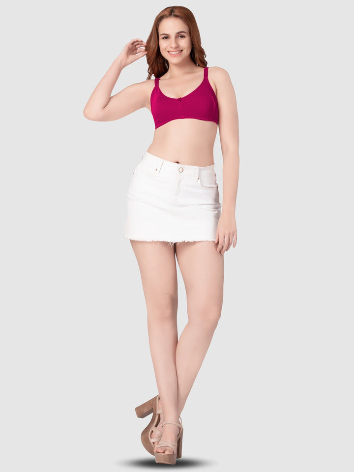 Daisy Dee Rani Pink and White Non Padded Non-Wired Full Coverage T-Shirt Bra Pack of 2 - NANYA-R.Pink/White