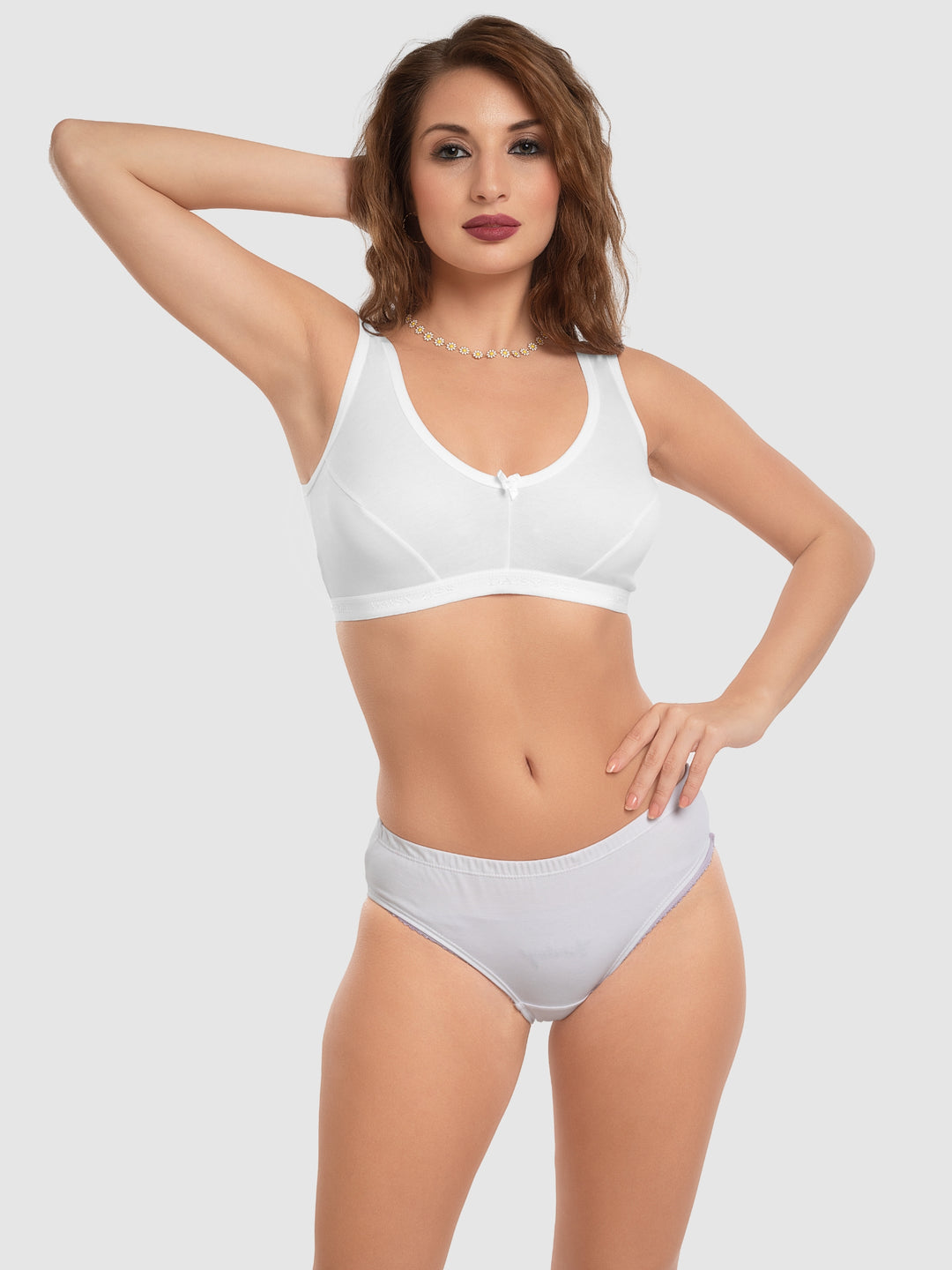 Daisy Dee White and T.Blue Non Padded Wirefree Full Coverage Sports Bra Pack of 2 - NLRA-WHITE/T.BLUE