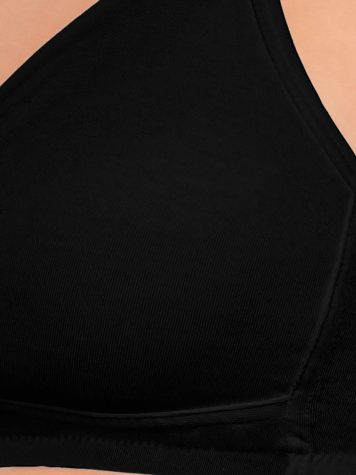 Daisy Dee Carrot and Black Non Padded Non-Wired Full Coverage T-Shirt Bra Pack of 2 - NDSZN-Carrot/Black