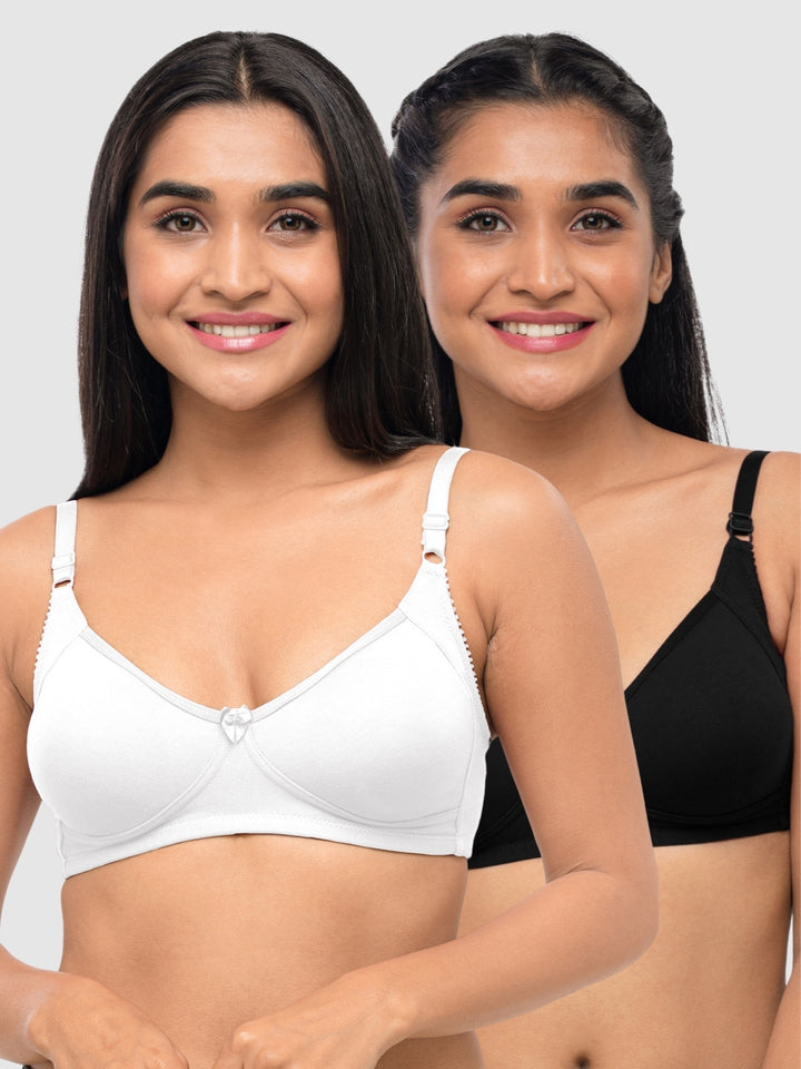 Lovable Multicolor Non Padded Non Wired Full Coverage Bra - (Pack of 2) Contours- Black/White