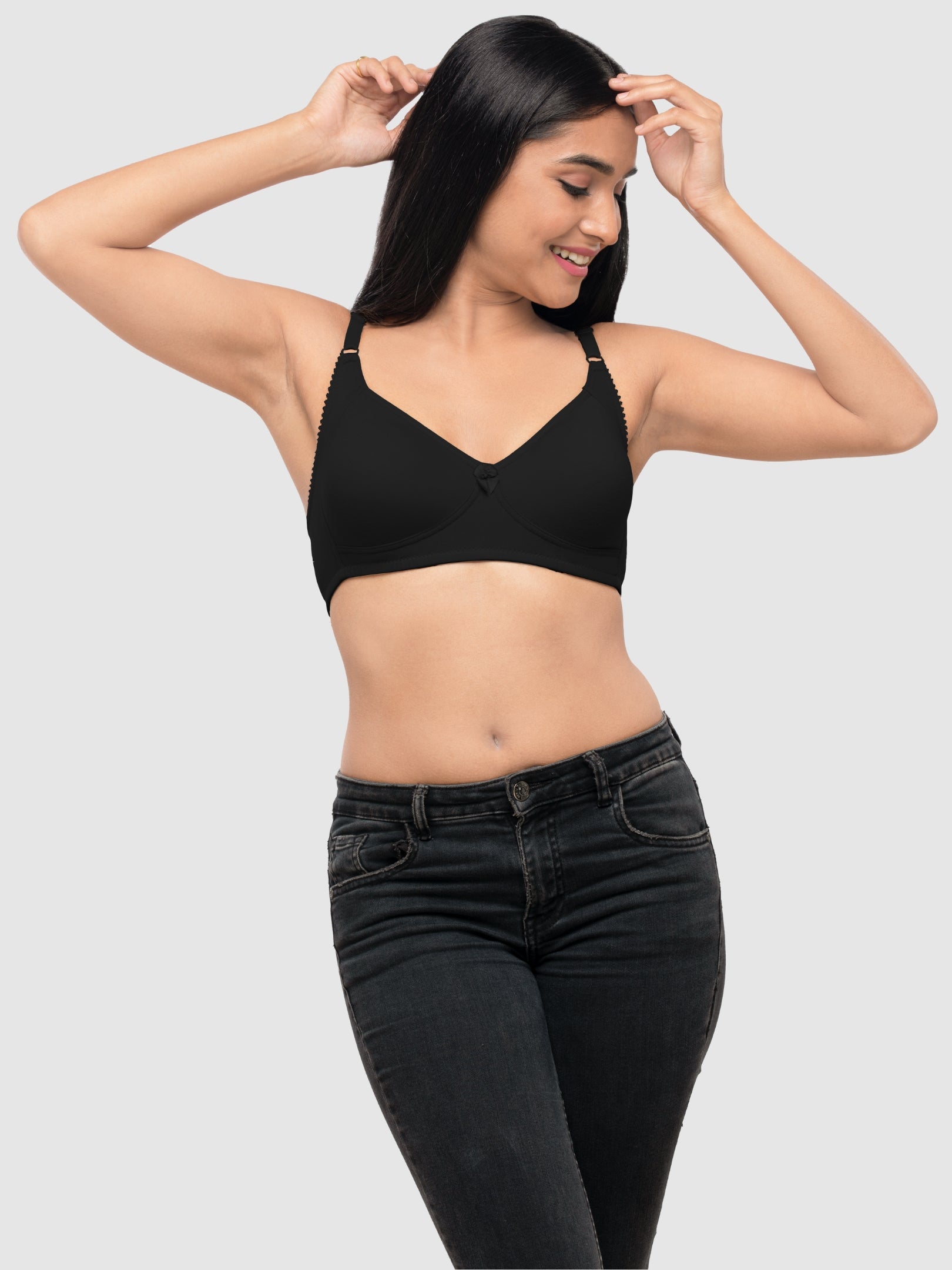 Lovable Black Non Padded Non Wired Full Coverage Bra Contours-BLACK