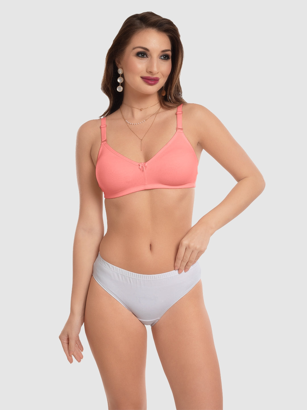 Daisy Dee Peach Non Padded Non-Wired Full Coverage T-Shirt Bra - NMIRA-Peach