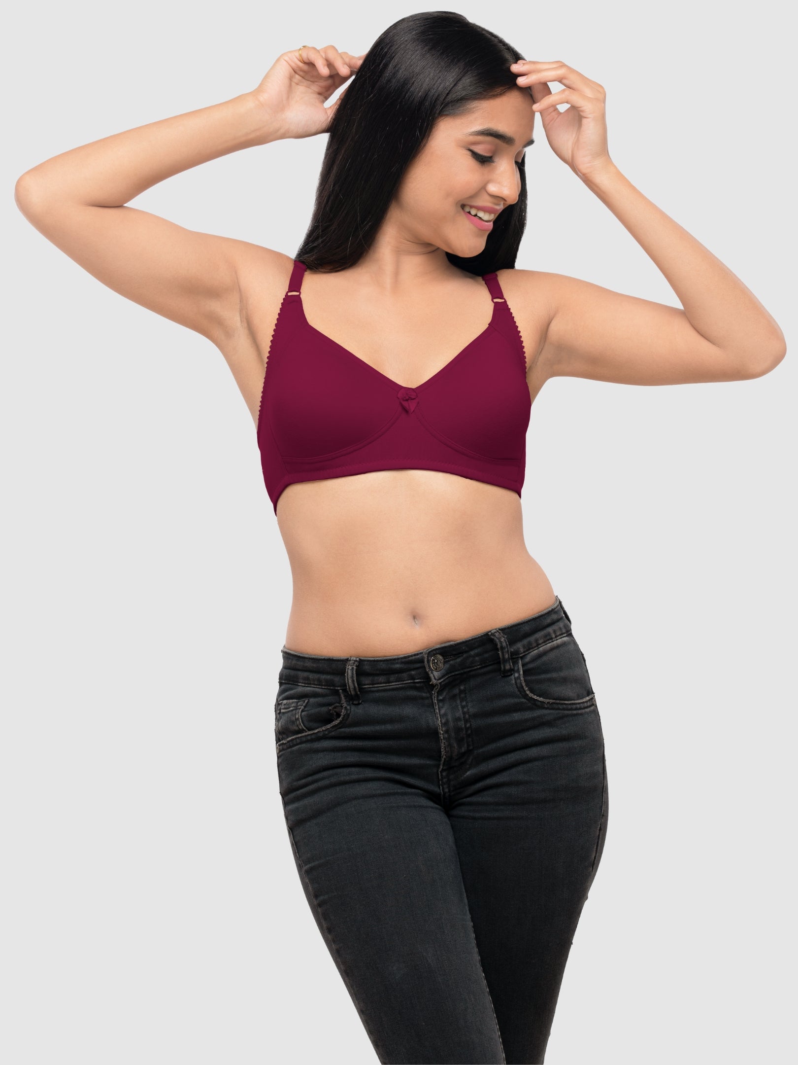 Lovable Dark Maroon Non Padded Non Wired Full Coverage Bra Contours-D Maroon