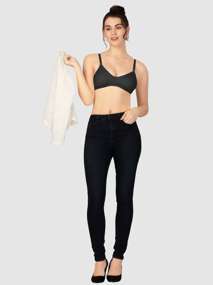 Lovable Multicolor Non Padded Non Wired Full Coverage Bra - (Pack of 2) CLASSIC-Black/Cream - Image 7 | Lovable India