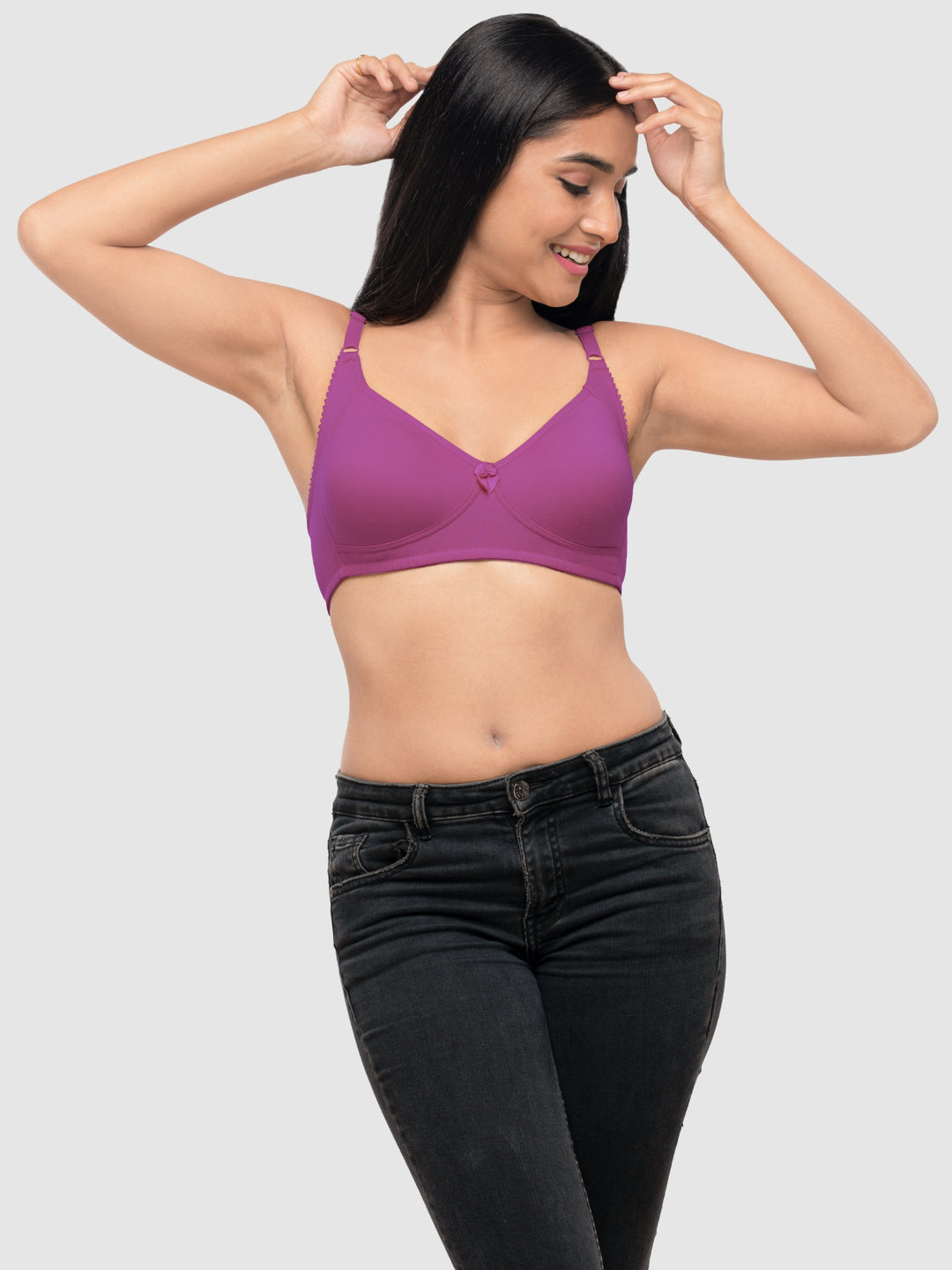 Lovable Multicolor Non Padded Non Wired Full Coverage Bra - (Pack of 2) Contours- Ink Blue/O.Pink
