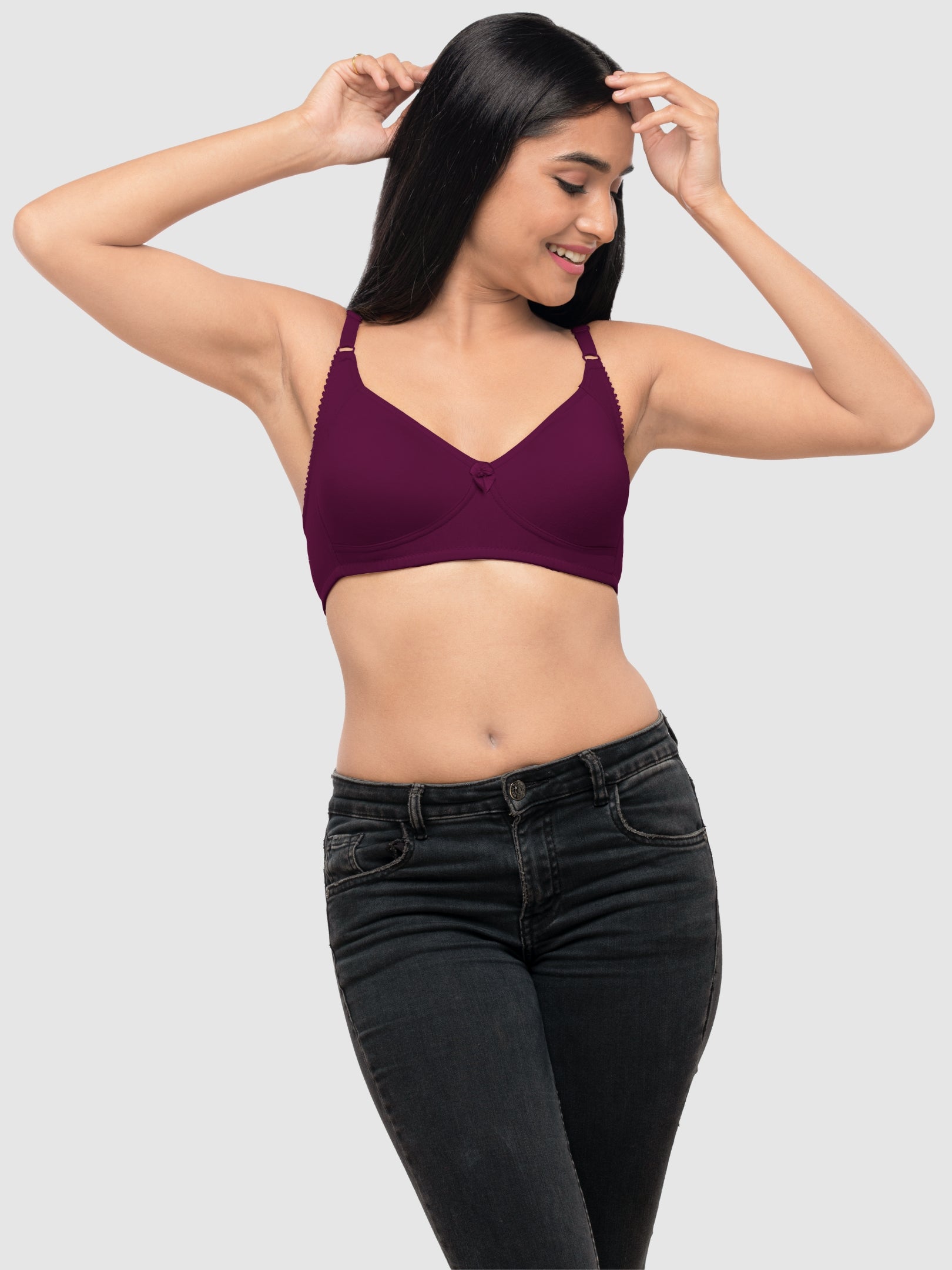 Lovable Wine Non Padded Non Wired Full Coverage Bra Contours-Wine