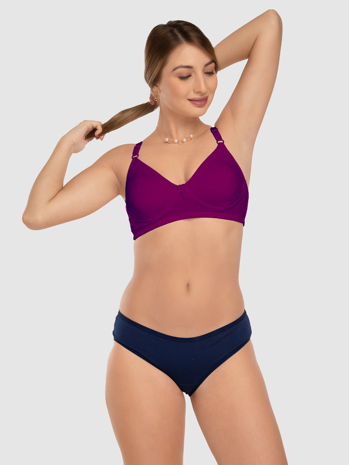 Daisy Dee Multicolor Non Padded Wirefree Full Coverage T-Shirt Bra Pack of 3 - SIMPLYSMOOTH_3PK_WINE/SKIN/WHITE