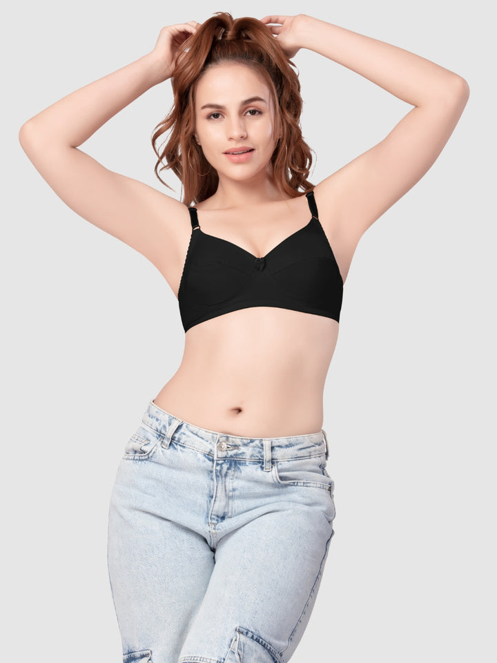 Daisy Dee Black and Skin Non Padded Non Wired Full Coverage Bra Pack of 2 - NMELN-BLACK/SKIN