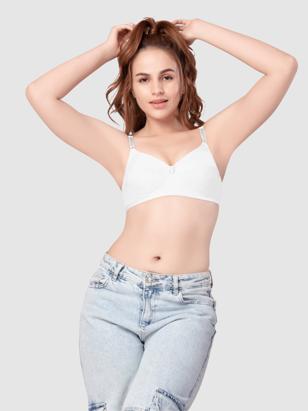 Daisy Dee White and Skin Non Padded Non Wired Full Coverage Bra Pack of 2 - NMELN-WHITE/SKIN