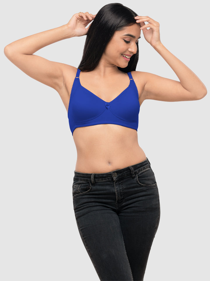 Lovable Multicolor Non Padded Non Wired Full Coverage Bra - (Pack of 2) Contours- Ink Blue/Skin