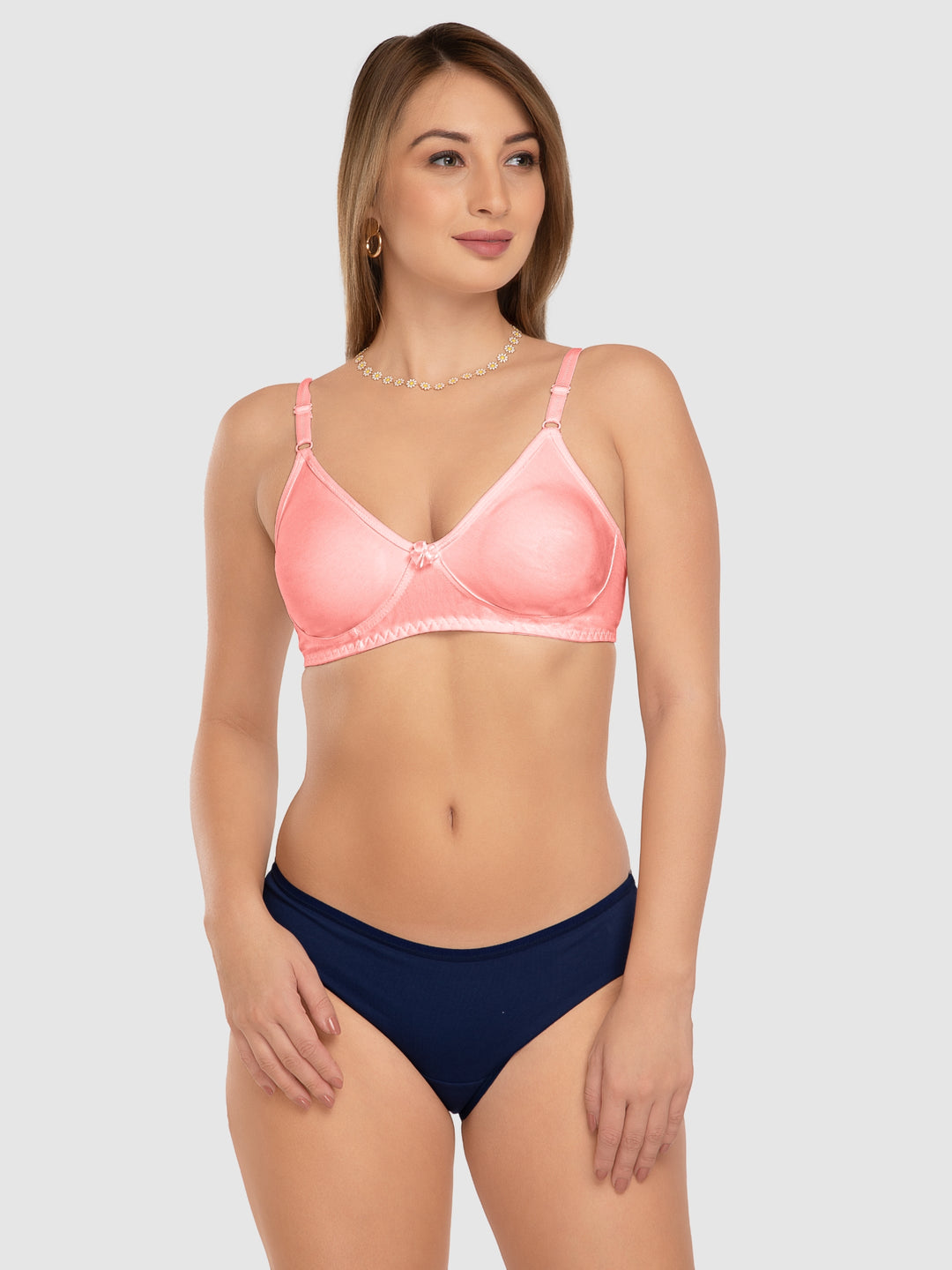 Daisy Dee Multicolor Non Padded Wirefree Full Coverage T-Shirt Bra Pack of 3 - LABELLA_3PK_F. PINK/BLACK /PEACH