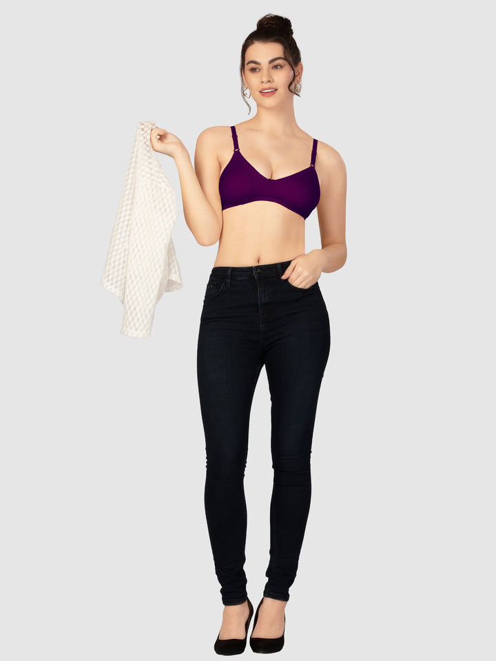 Lovable Multicolor Non Padded Non Wired Full Coverage Bra - (Pack of 2) CLASSIC-White/Wine