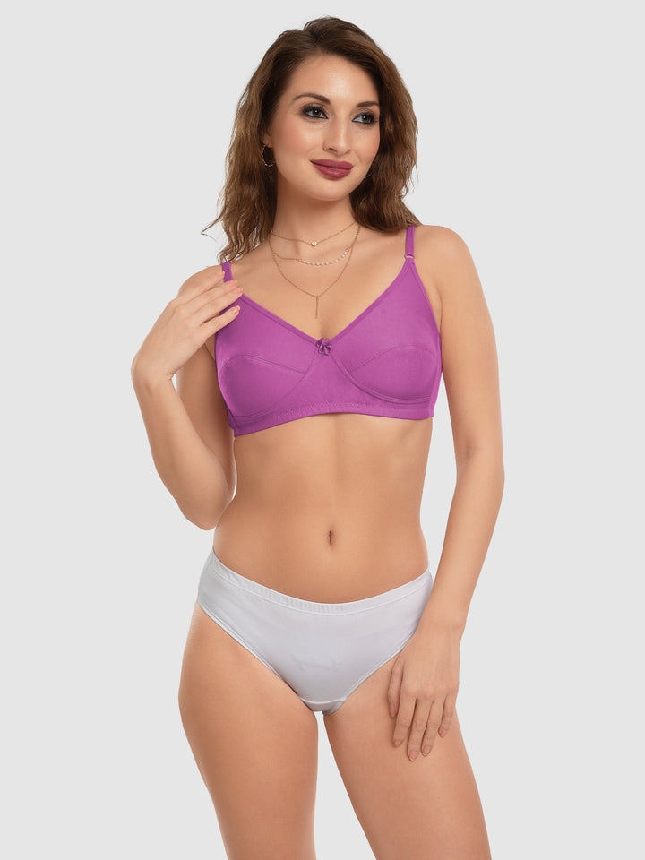 Daisy Dee Onion Pink and Crimson Red Non Padded Non-Wired Full Coverage Bra Pack of 2 - NSARH-O.PINK/CRIMSON RED