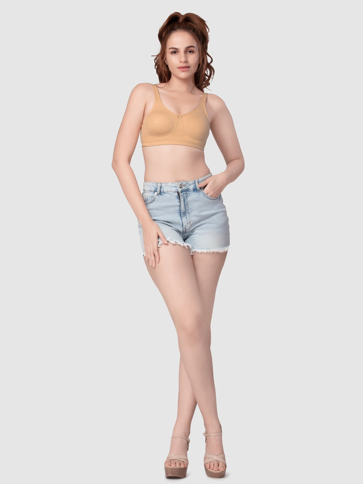 Daisy Dee Black and Skin Non Padded Non-Wired Full Coverage T-Shirt Bra Pack of 2 - NPLSH-Black/Skin