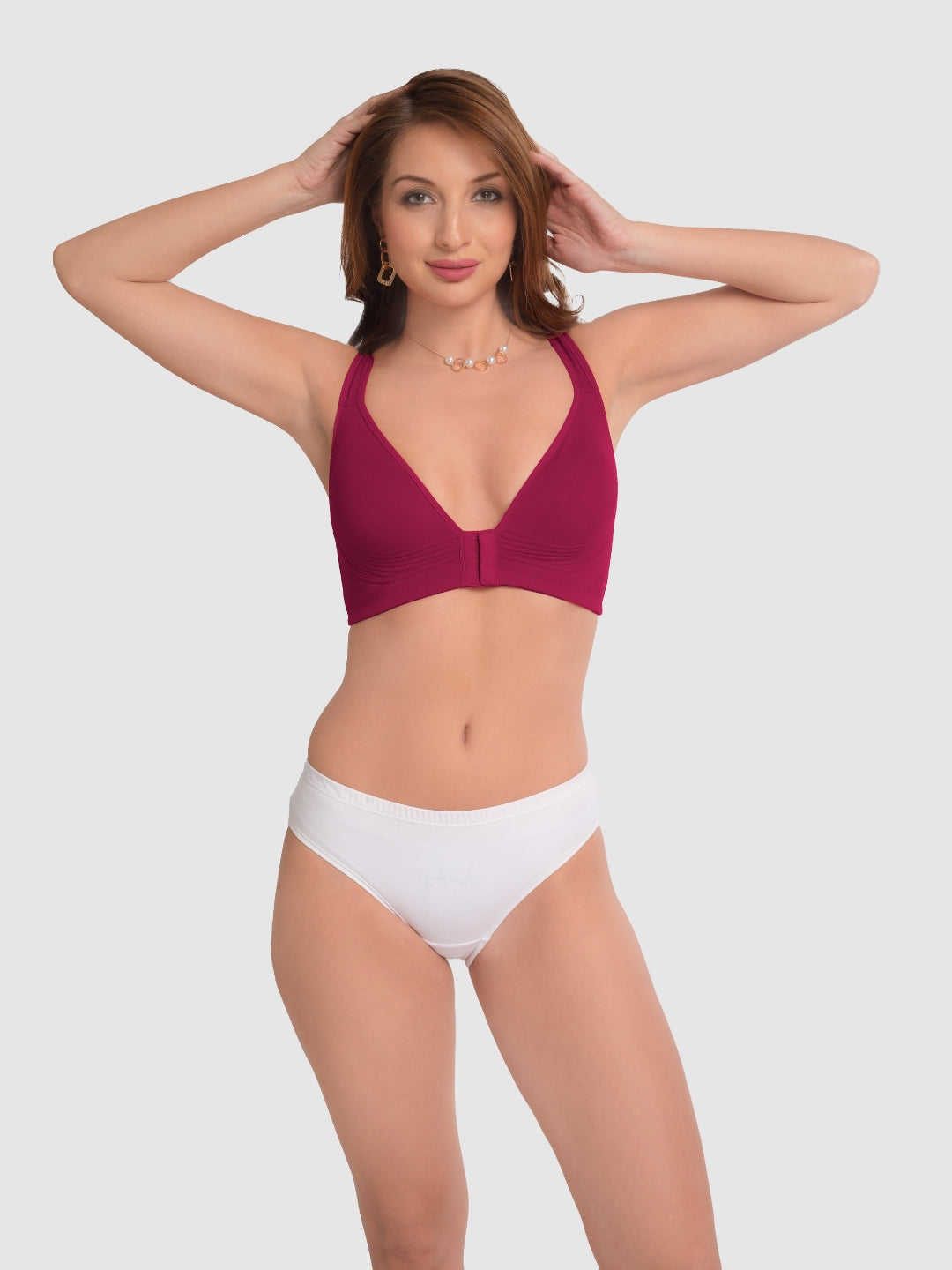 Daisy Dee Prime Red Non Padded Non-Wired Full Coverage Front Open Bra - NRIA-Prime Red