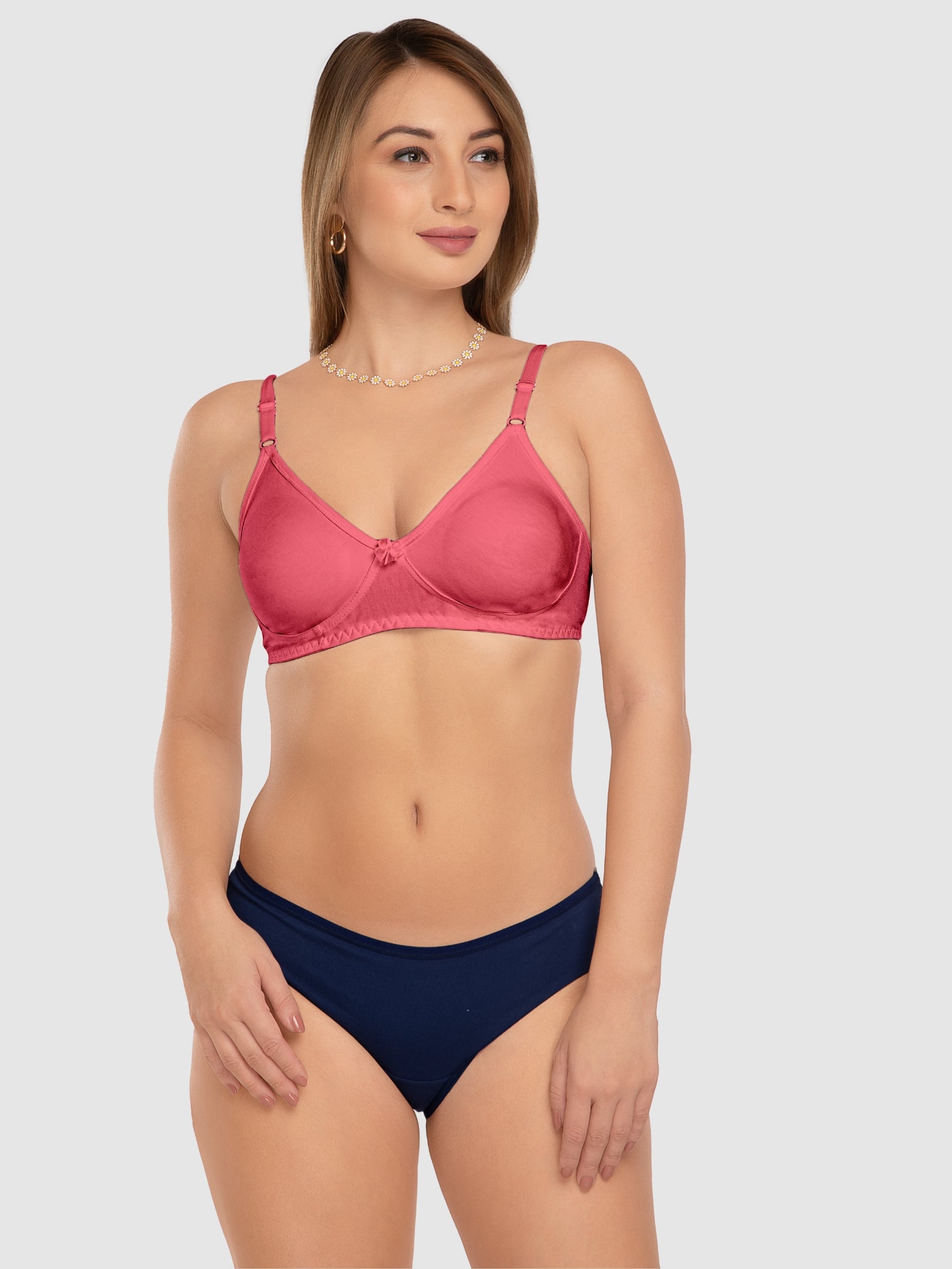 Daisy Dee Carrot Pink Non Padded Non Wired Full Coverage Bra NLBLA-Carrot