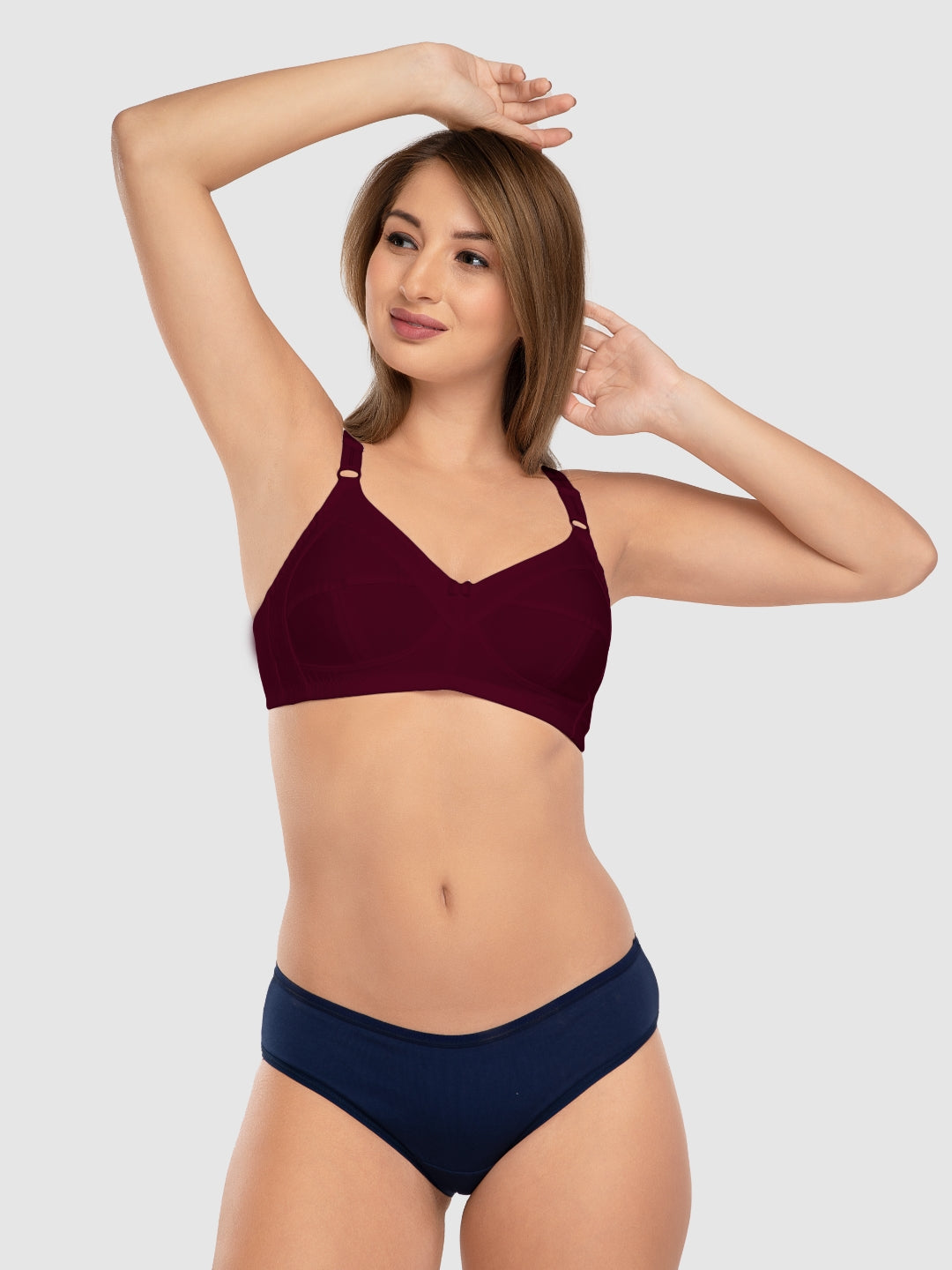 Daisy Dee D. MAROON and Wine Non Padded Non Wired Full Coverage Bra Pack of 2 - NSHPU-2PK-D. MAROON/WINE