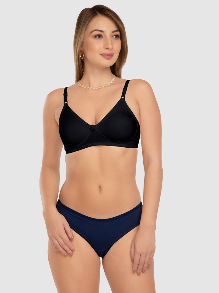 Daisy Dee Multicolor Non Padded Wirefree Full Coverage T-Shirt Bra Pack of 3 - LABELLA_3PK_A.ROSE/BLACK/WHITE