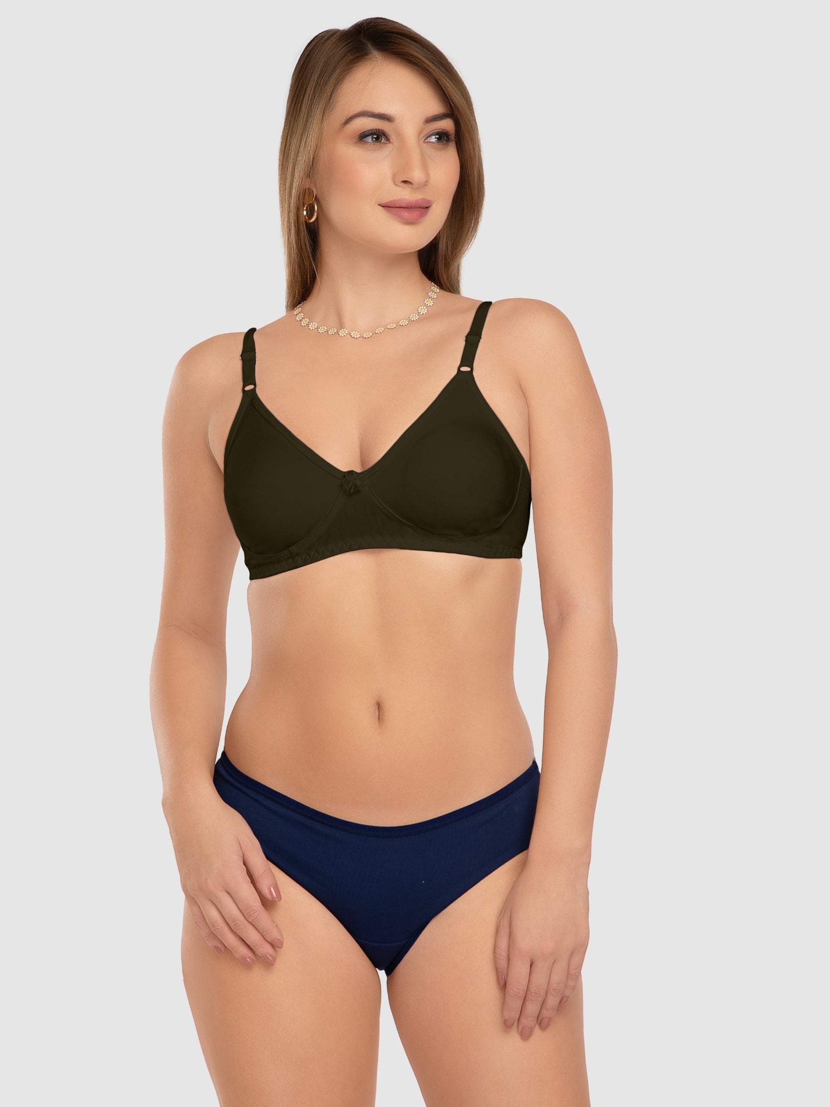 Daisy Dee Dark Green Non Padded Non Wired Full Coverage Bra - NLBLA-D Green