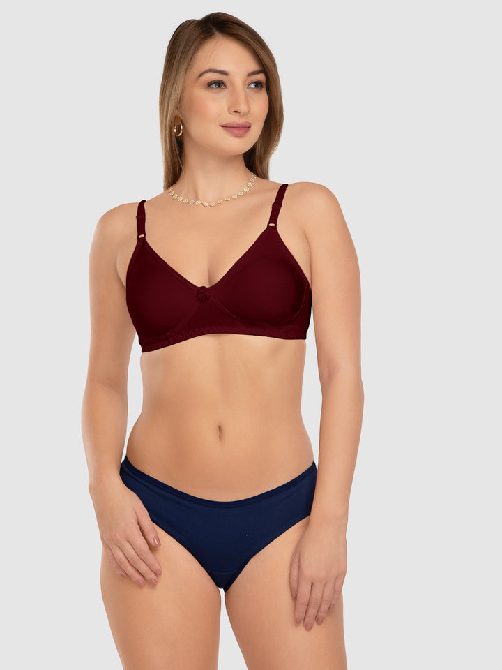 Daisy Dee D.Maroon and Fussia Pink Non Padded Wirefree Full Coverage Bra Pack of 2 - NLBLA-2PK-D.MAROON/FUSSIA PINK