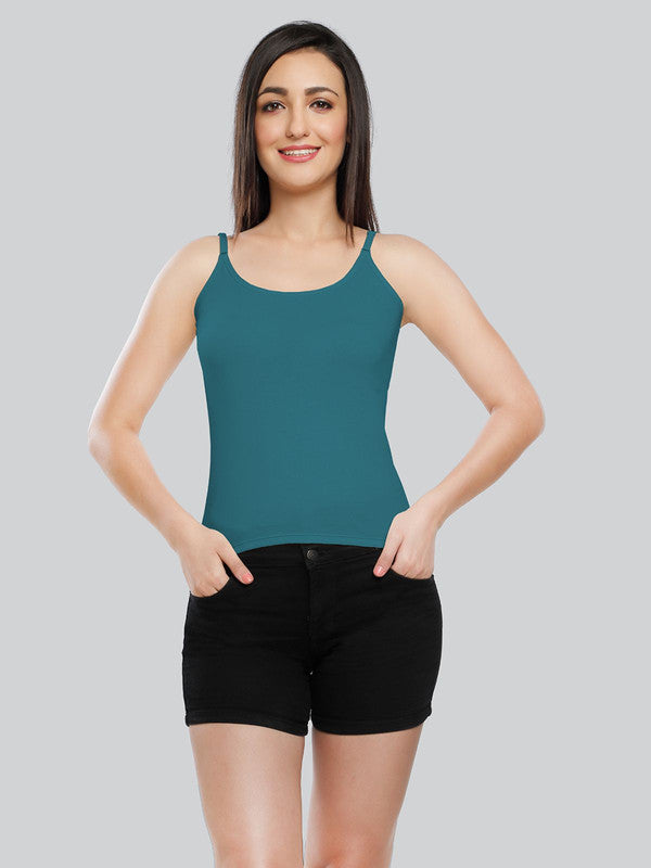 Women Cotton Blend Electric Blue Solid Casual Camisole Cam-01-Electric Blue