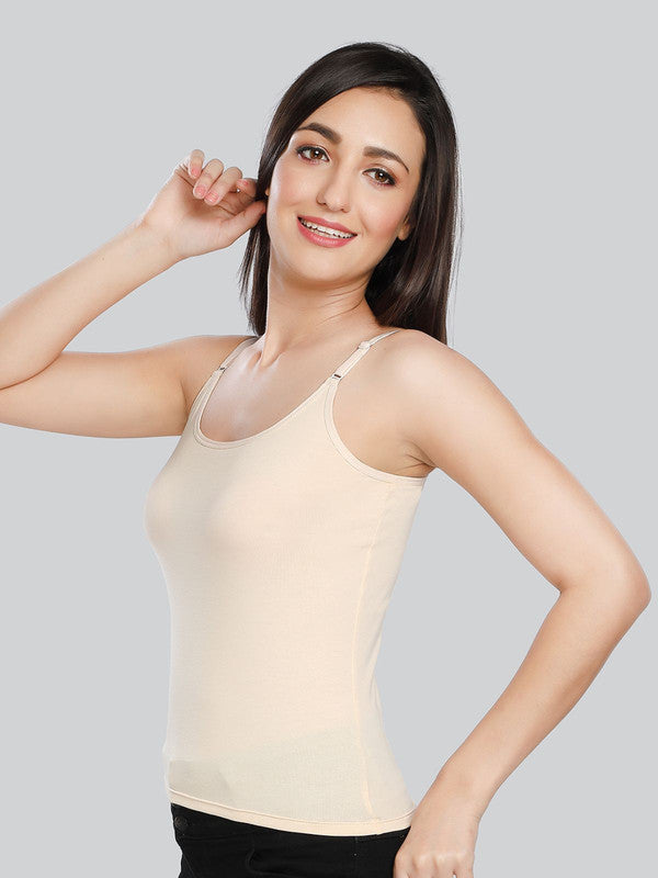 Women Cotton Blend Cream Solid Casual Camisole Cam-01-Cream