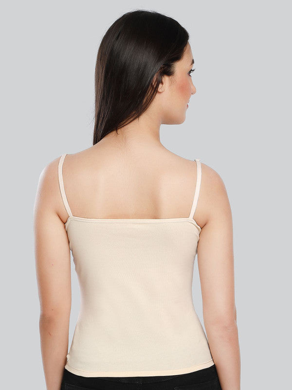 Women Cotton Blend Cream Solid Casual Camisole Cam-01-Cream